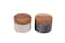 Hello Honey® Black & White Marble Salt & Pepper Pots with Wood Lids Set